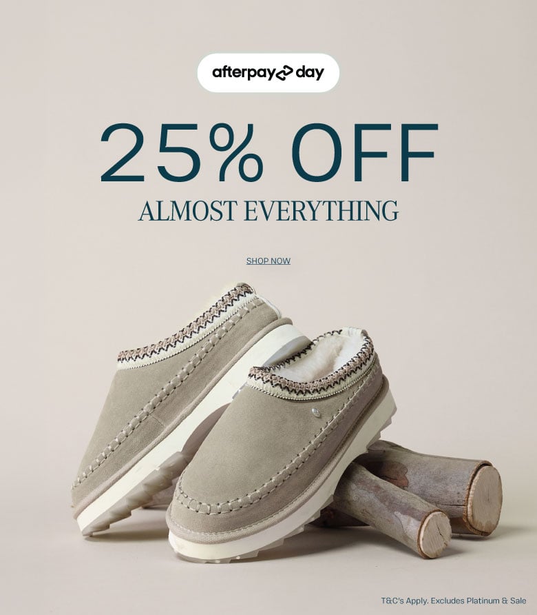 ADD ALT TEXT reads:Afterpay Day Sale. 25% off almost everything.