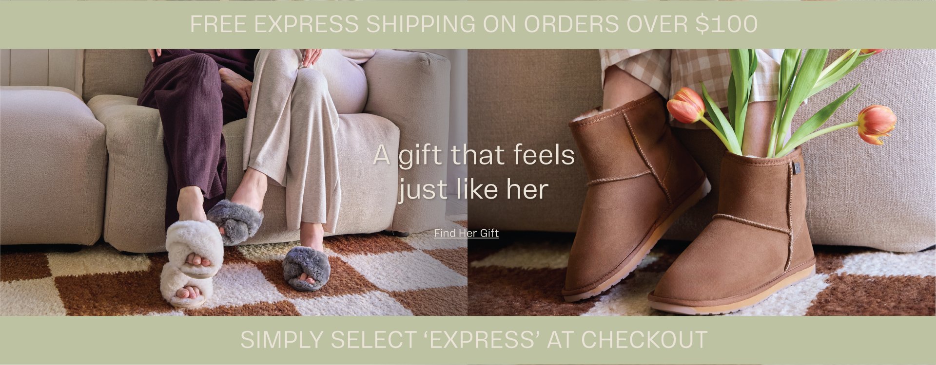ADD ALT TEXT reads:Mother's Day. Spend $100 or more and we'll upgrade you to Free Express Shipping.