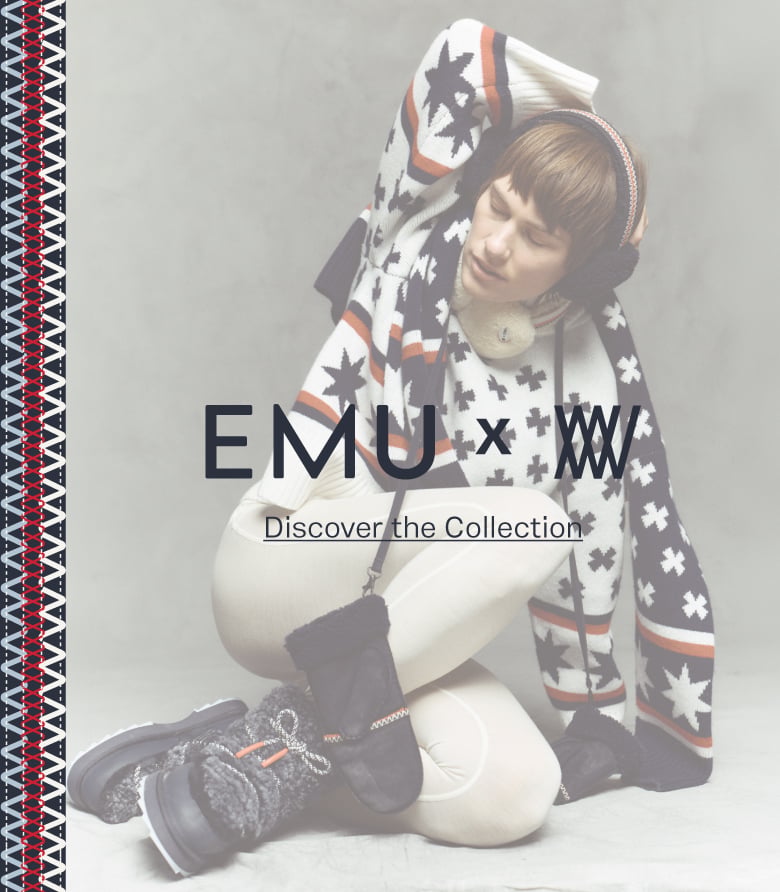 ADD ALT TEXT reads:EMU x WN Collaboration. Discover the Collection.
