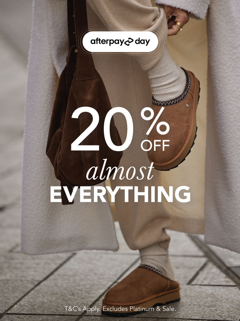 ADD ALT TEXT reads:Afterpay Day Sale. 20% off almost everything.